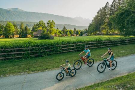 Gezin aan het mountainbiken op vakantiepark EuroParcs Pressegger See