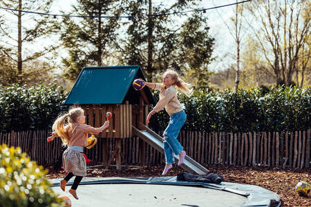 Kinderen aan het spelen in een speeltuin op vakantiepark Het Wylde Pad