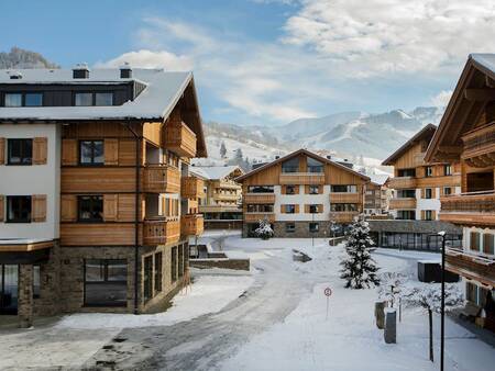 Foto van enkele appartementengebouwen in de winter op Landal Alpen Resort Maria Alm