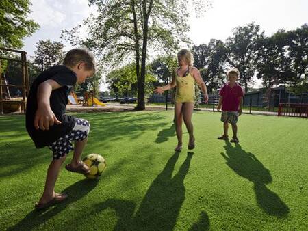 Kinderen spelen op een speelveldje bij een speeltuin op vakantiepark Landal Amerongse Berg