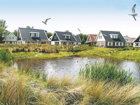 Vakantiehuizen aan een vijver op vakantiepark Landal Duinpark ’t Hof van Haamstede