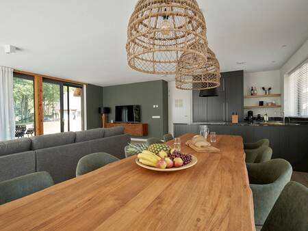 Eethoek, keuken en woonkamer van een villa op vakantiepark Landal Puur Exloo