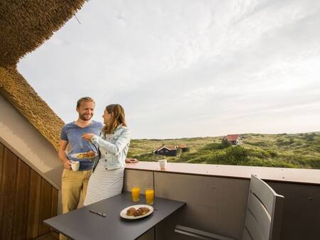 Balkon van een appartement op de bovenste etage van Landal Vlieduyn