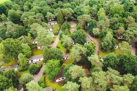 Luchtfoto van vakantiehuizen op vakantiepark Roompot Bospark de Schaapskooi