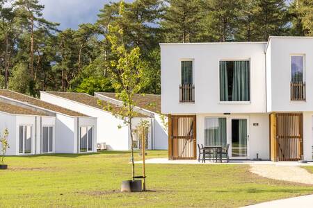 Vakantiehuizen rondom een grasveld op vakantiepark Roompot Park Eksel