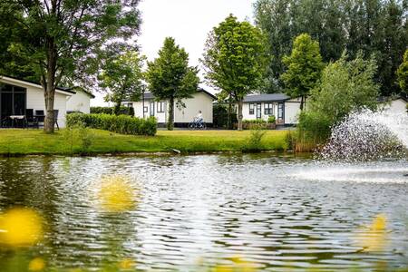 Chalets aan een vijver op vakantiepark Topparken Recreatiepark het Esmeer